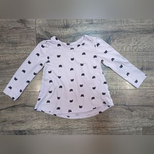 Gap 4T Toddler Black Cat Girl Lilac Long Sleeve Top T-shirt Purple